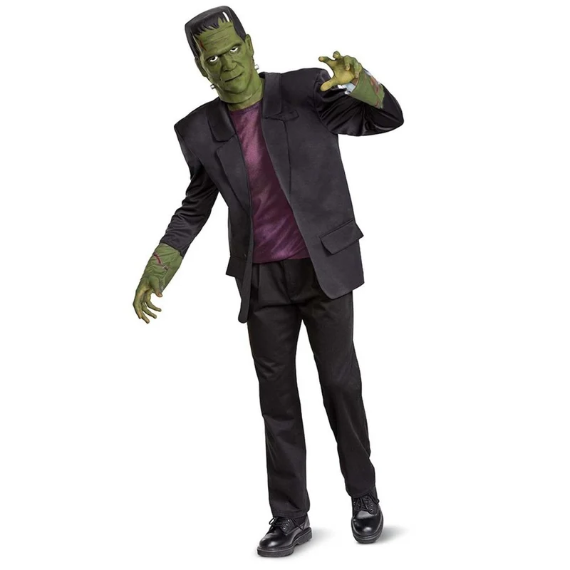 Frankenstein Deluxe Costume for Adults, Black Jacket with Purple Shirt