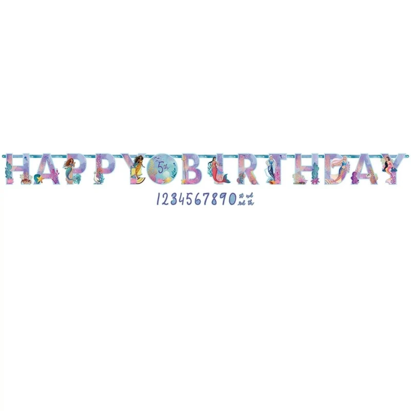 The Little Mermaid Jumbo Add-an-Age Happy Birthday Letter Paper Banner, 10 1/2 x 120 Inches, 1 Count