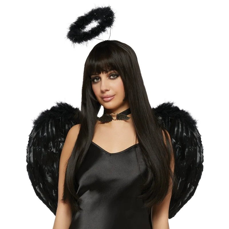 Black Feather Kit for Adults, Wings, Choker and Halo
