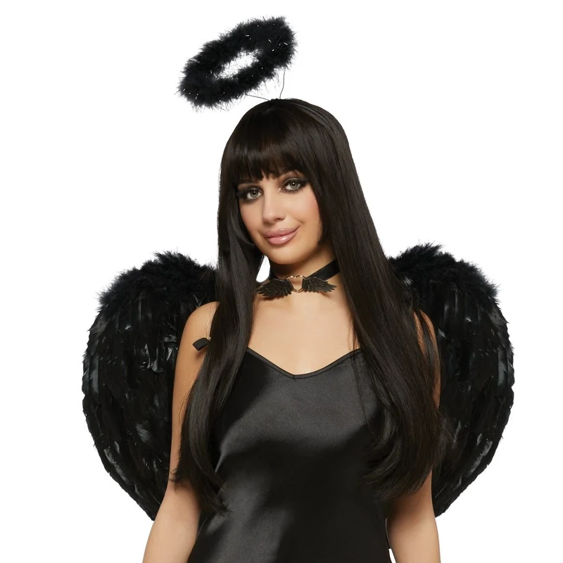 Black Feather Kit for Adults, Wings, Choker and Halo