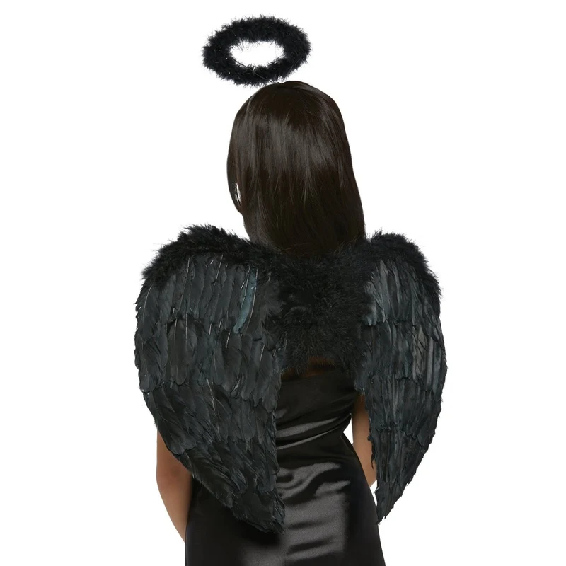 Black Feather Kit for Adults, Wings, Choker and Halo