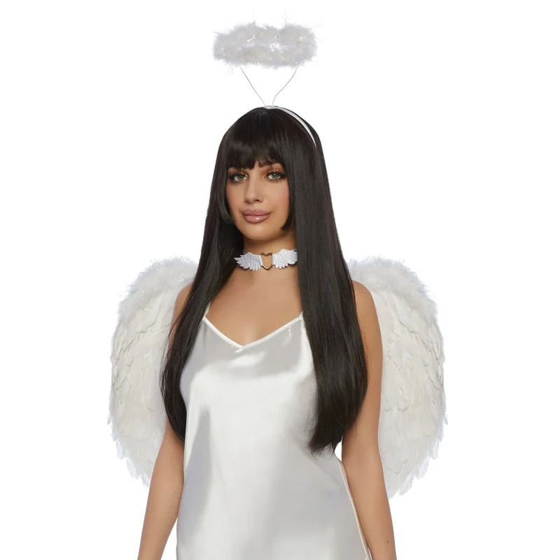 White Feather Kit for Adults, Wings, Halo and Choker