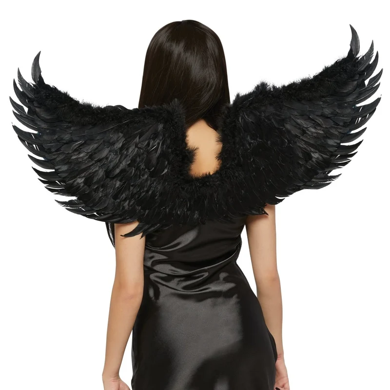 Black Feather Wings for Adults, 36 Inches, 1 Count