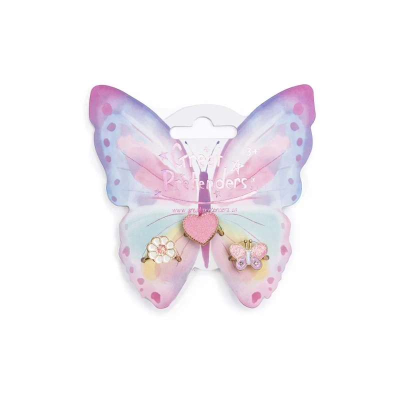 Wonderland Butterfly Ring Set, 3 Count