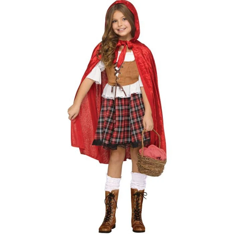 Red Riding Hood Costume for Kids, Dress and Red Hood