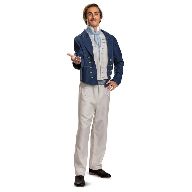 Disney Little Mermaid Prince Eric Deluxe Jumpsuit Costume for Adults, Prince Costume