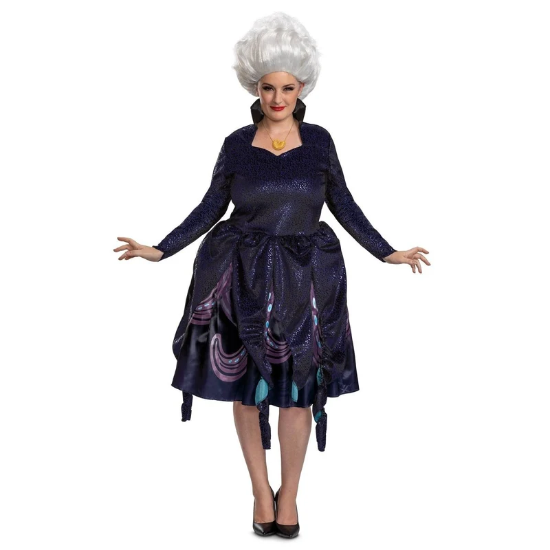 Disney Little Mermaid Ursula Deluxe Dress Costume for Adults, Sparking Black and Purple Dress