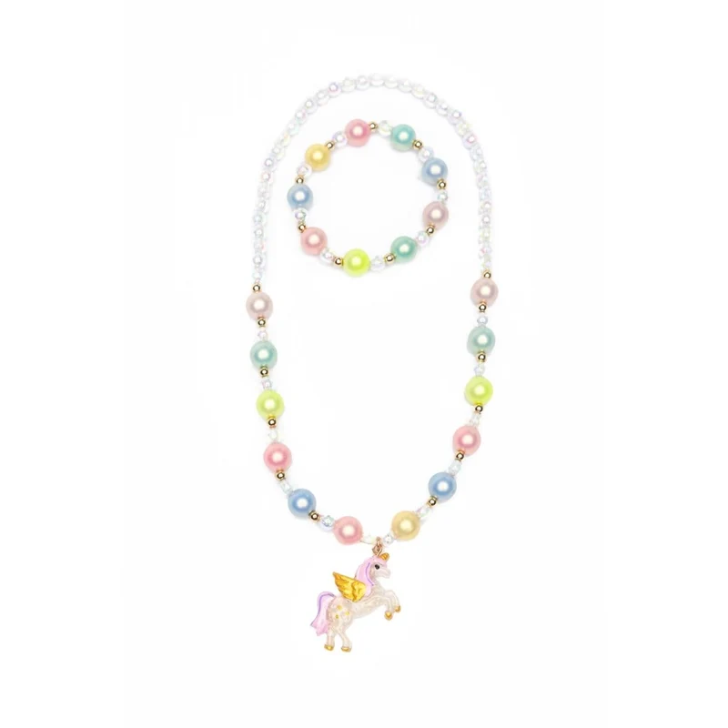 Happy Go Unicorn Necklace and Bracelet Set for Kids
