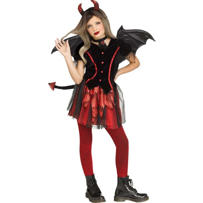 Devil Costume for Kids, Black and Red Dress