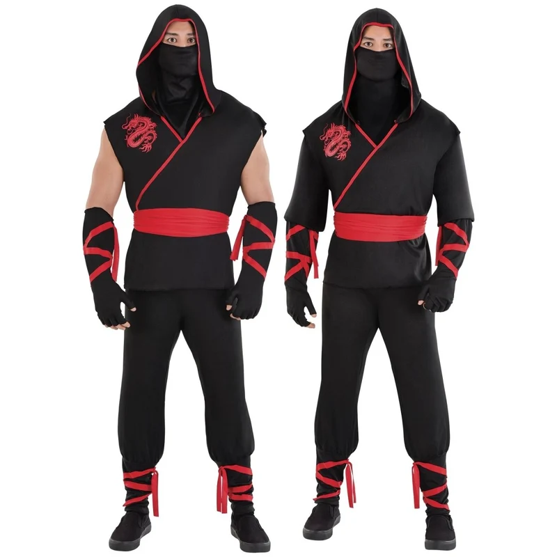 Ninja Blood Dragon Assassin Costume for Adults, Black and Red Shirt