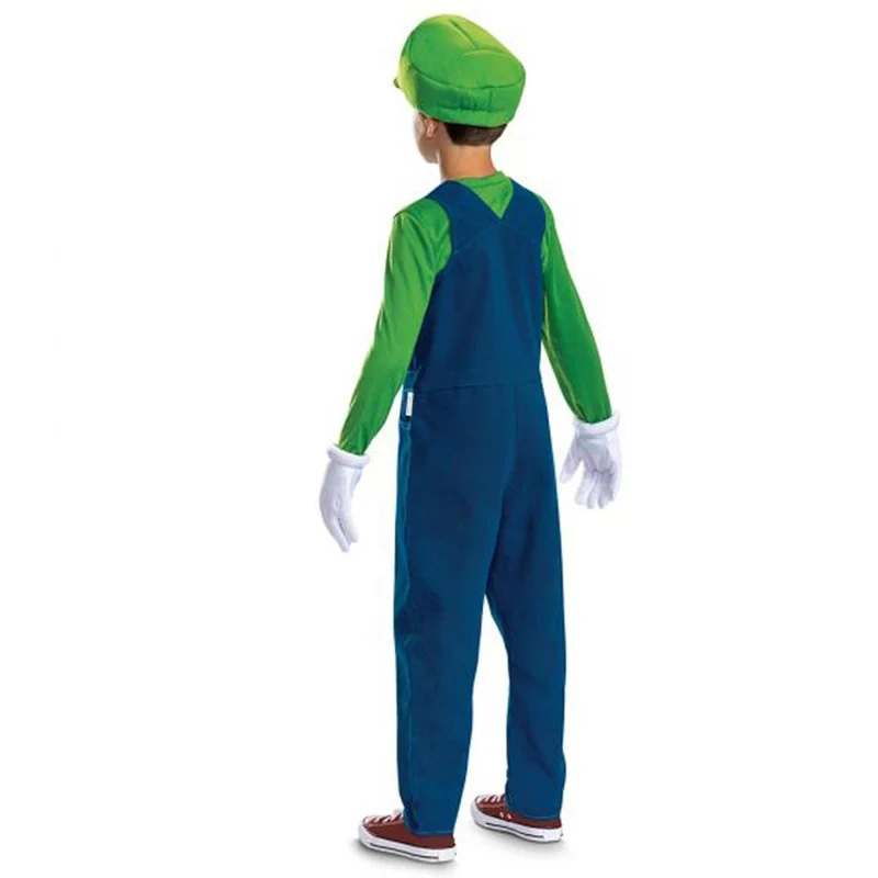 Nintendo Super Mario Bros Luigi Overalls Costume for Kids, Blue Overalls and Accessories
