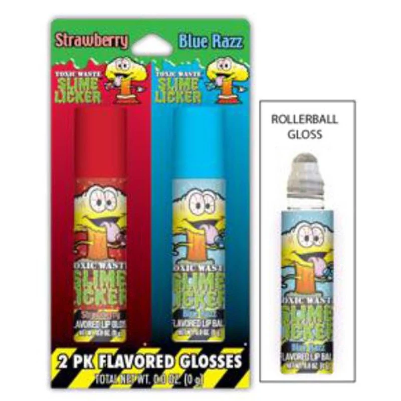 Toxic Waste Slime Licker Rollerball Lip Gloss, Strawberry and Blue Razz, 2 Count