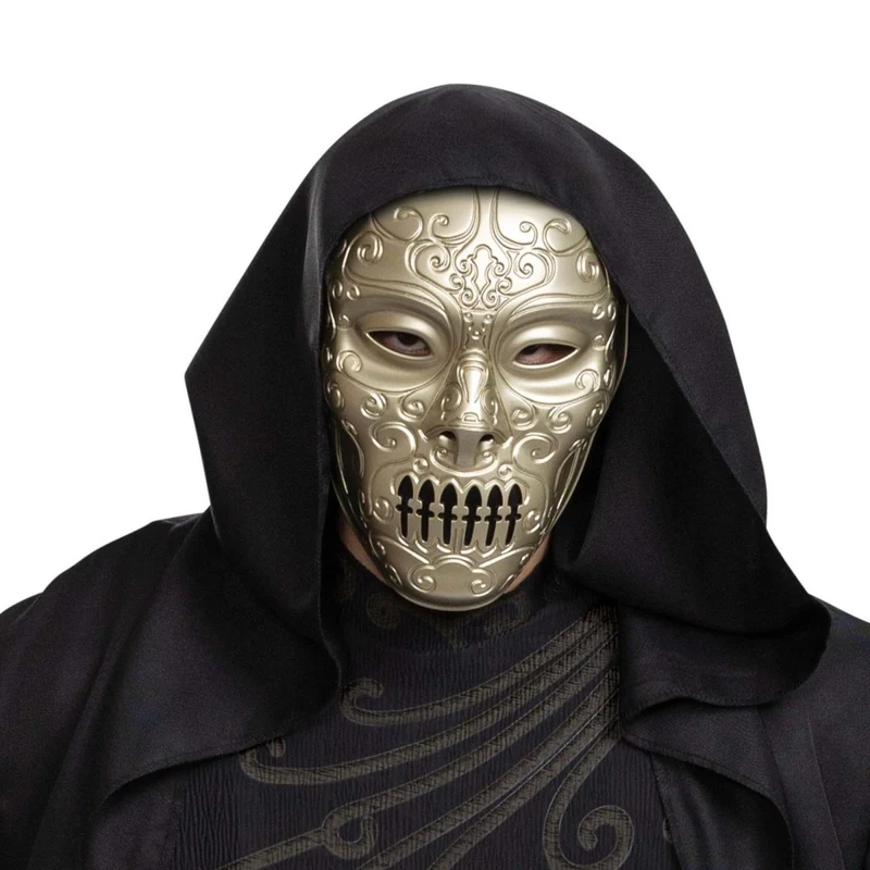 Harry Potter Death Eater Deluxe Hooded Robe Costume for Adults, Black Hooded Robe