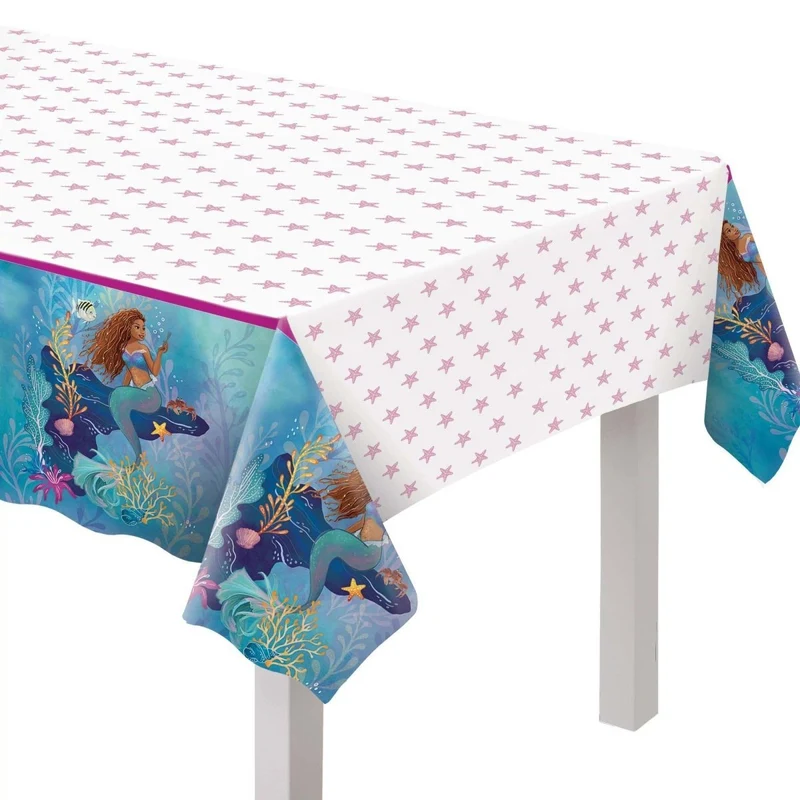 The Little Mermaid Birthday Rectangular Plastic Table Cover, 1 Count