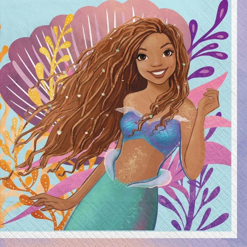 The Little Mermaid Birthday Large Lunch Napkins, 16 Count