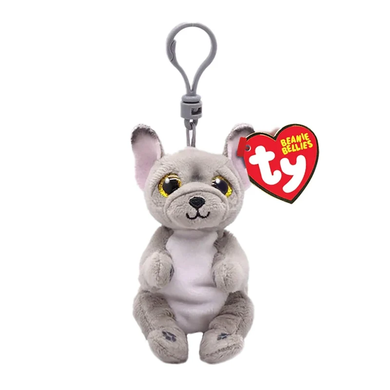 TY Beanie Bellies French Bulldog Plush with Clip, Wilfred, 5 Inches, 1 Count