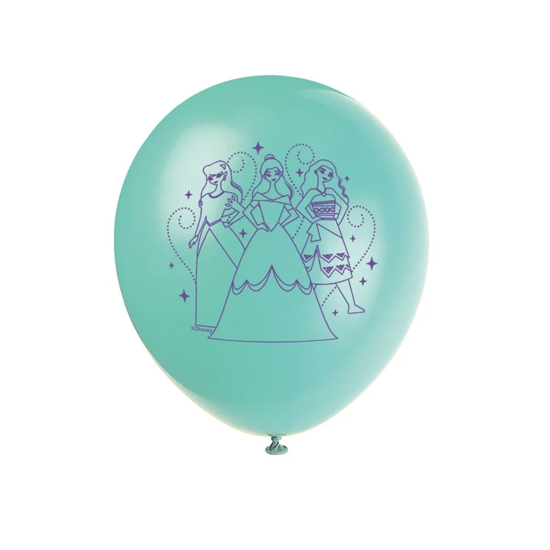 Disney Princess Latex Balloons, Pink, Blue, Orange and Purple, 12 Inches, 8 Count