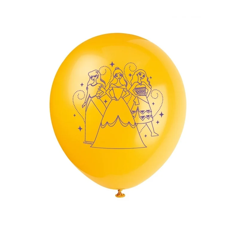 Disney Princess Latex Balloons, Pink, Blue, Orange and Purple, 12 Inches, 8 Count