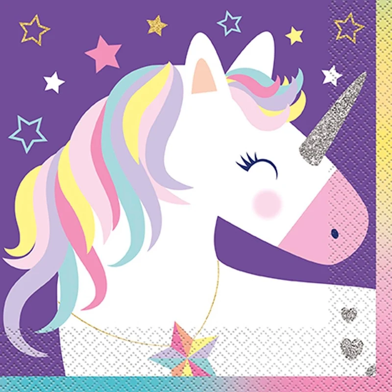 Unicorn Galaxy Birthday Large Lunch Napkins, 16 Count