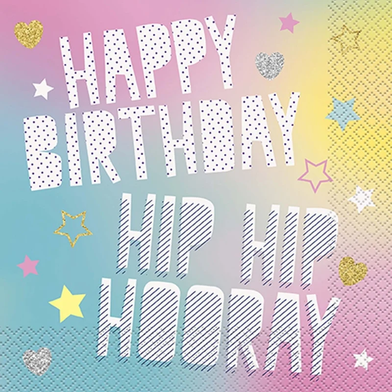 Unicorn Galaxy Birthday Large Lunch Napkins, 16 Count