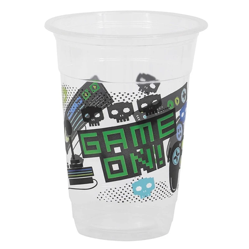 Gamer Birthday Clear Favour Cups, 16 Oz, 8 Count