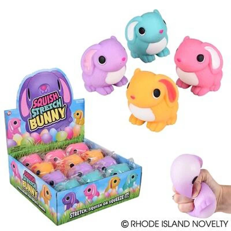 Squeeze and Stretch Gummi Easter Bunny, 3 Inches, Assortment, 1 Count