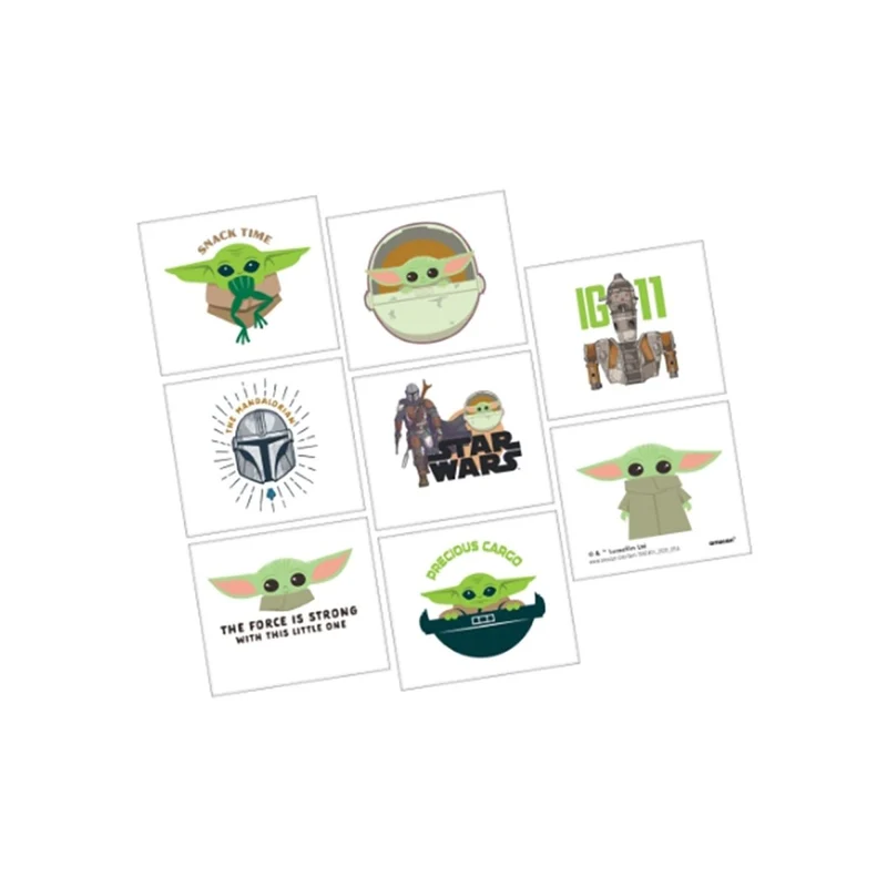 Disney Star Wars Baby Yoda Tattoos, 8 Count