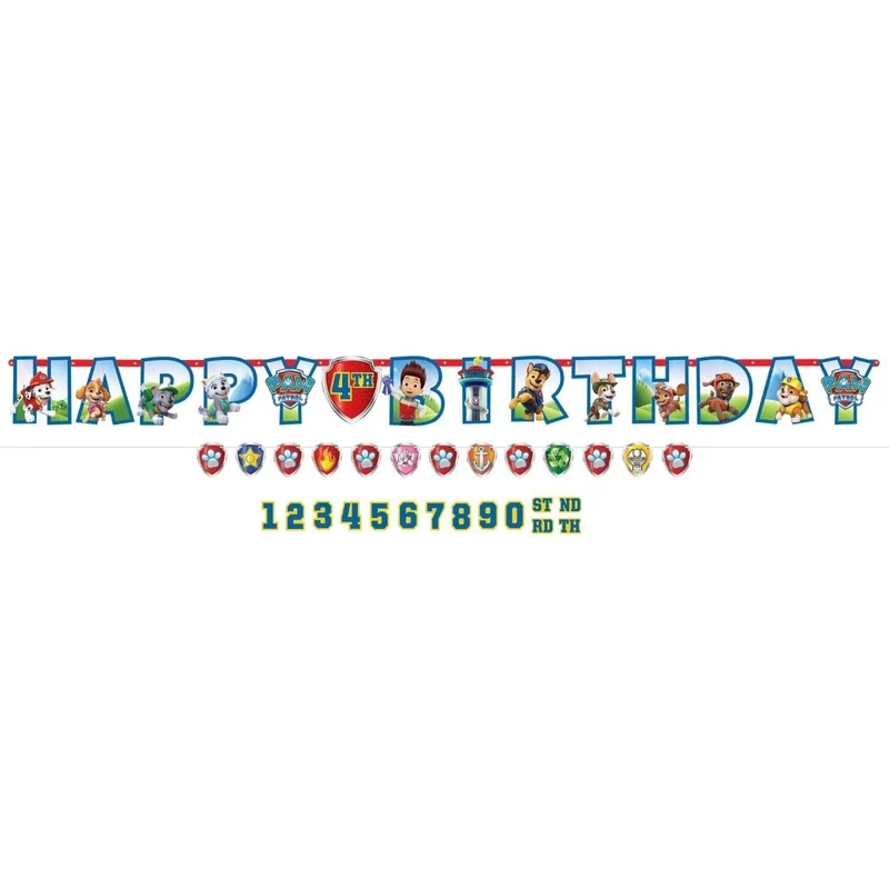 Paw Patrol Jumbo Add-an-Age Happy Birthday Letter Paper Banner, 1 Count