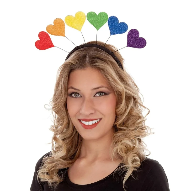 Rainbow Heart Headband, Multicolor