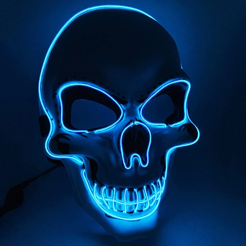 LED Blue Skull Mask for Adults