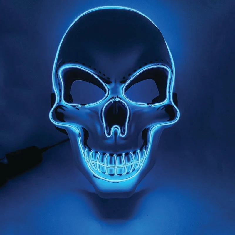 LED Blue Skull Mask for Adults