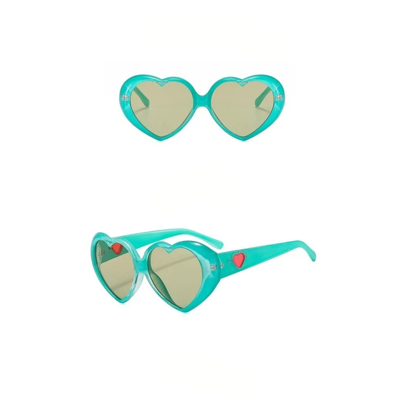 Turquoise Heart Shaped Sunglasses for Adults