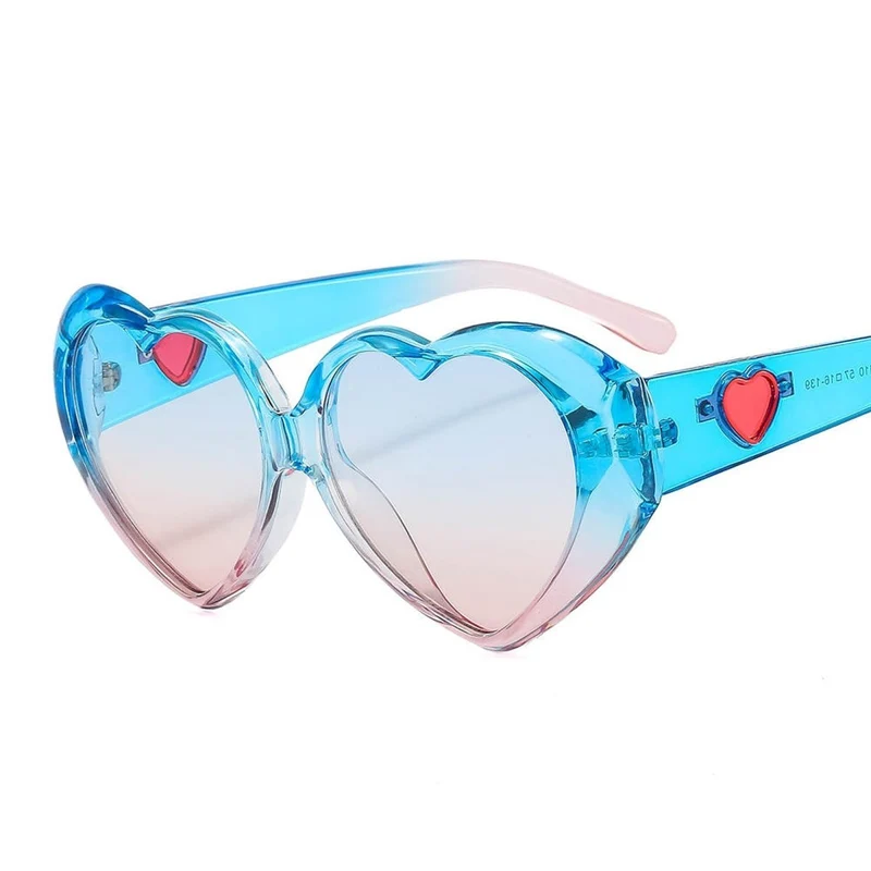 Pink and Blue Heart Shaped Sunglasses for Adults