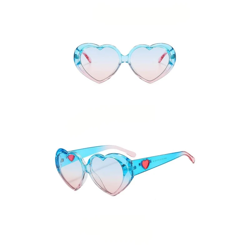 Pink and Blue Heart Shaped Sunglasses for Adults