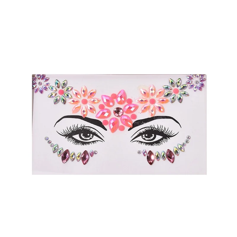 Flowers Face Art Crystal Stickers