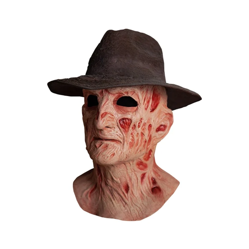 Nightmare on Elm Street Freddy Krueger Deluxe Mask with Fedora Hat for Adults