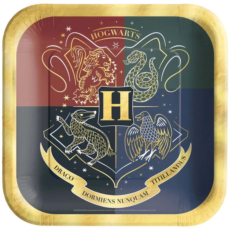 Harry Potter Birthday Small Square Dessert Paper Plates, 7 Inches, 8 Count