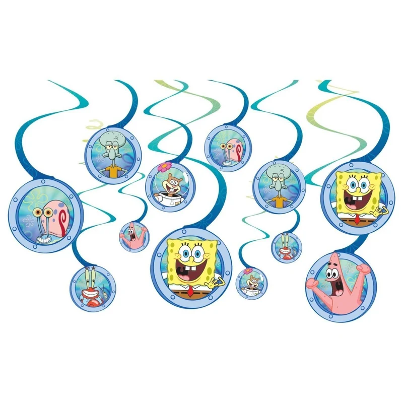 SpongeBob SquarePants Birthday Spiral Decoration Kit with Cutouts, 12 Count