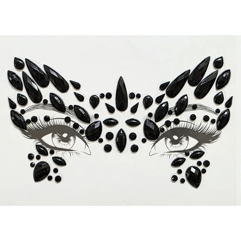 Black Angel Face Art Crystal Stickers
