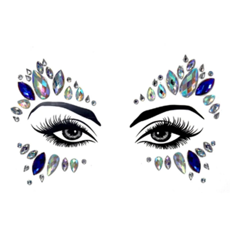 Cobalt Blue and Silver Face Art Crystal Stickers