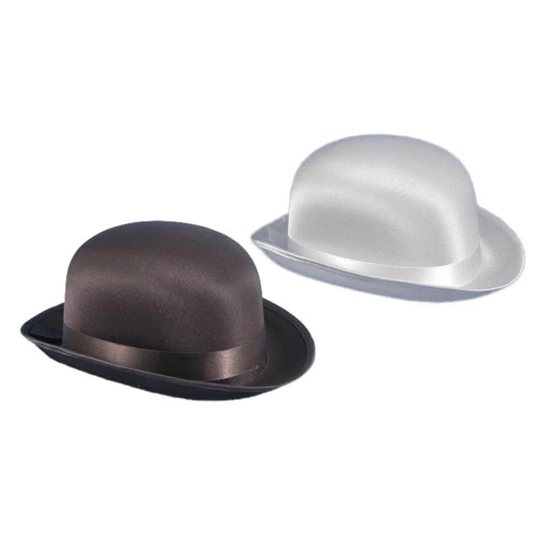 Black Satin Derby Hat for Adults