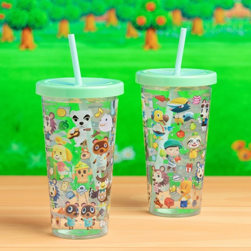 Animal Crossing Plastic Cup With Straw