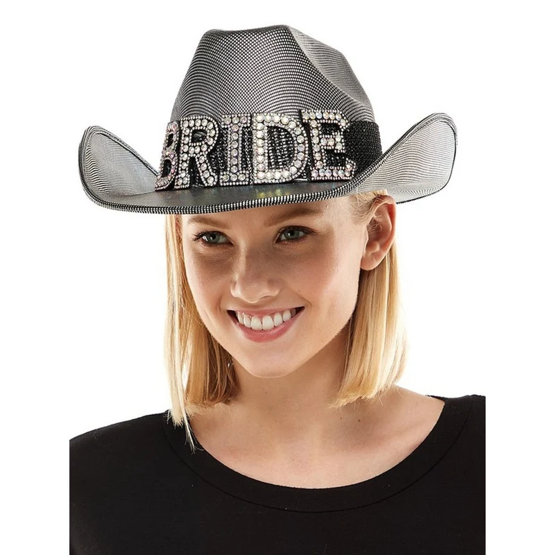 Bride Grey Cowboy Hat, 1 Count
