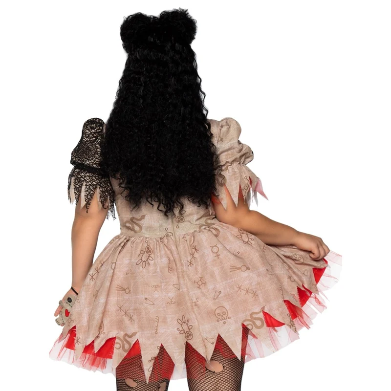 Deadly Voodoo Doll Plus Size Costume for Adults, Printed Dress with Netting