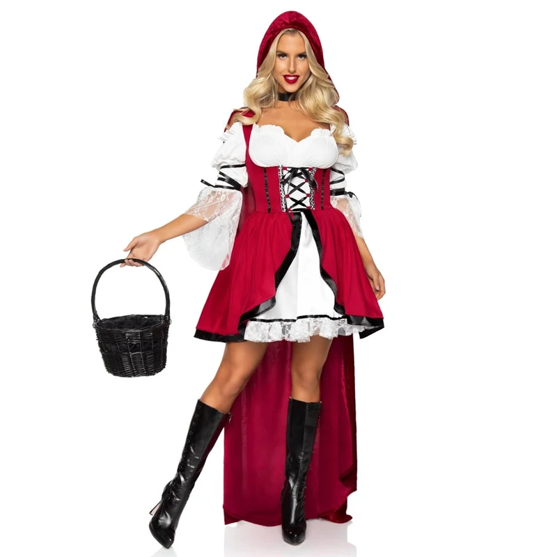 Storybook Red Riding Hood Costume for Adults, Red and White Dress
