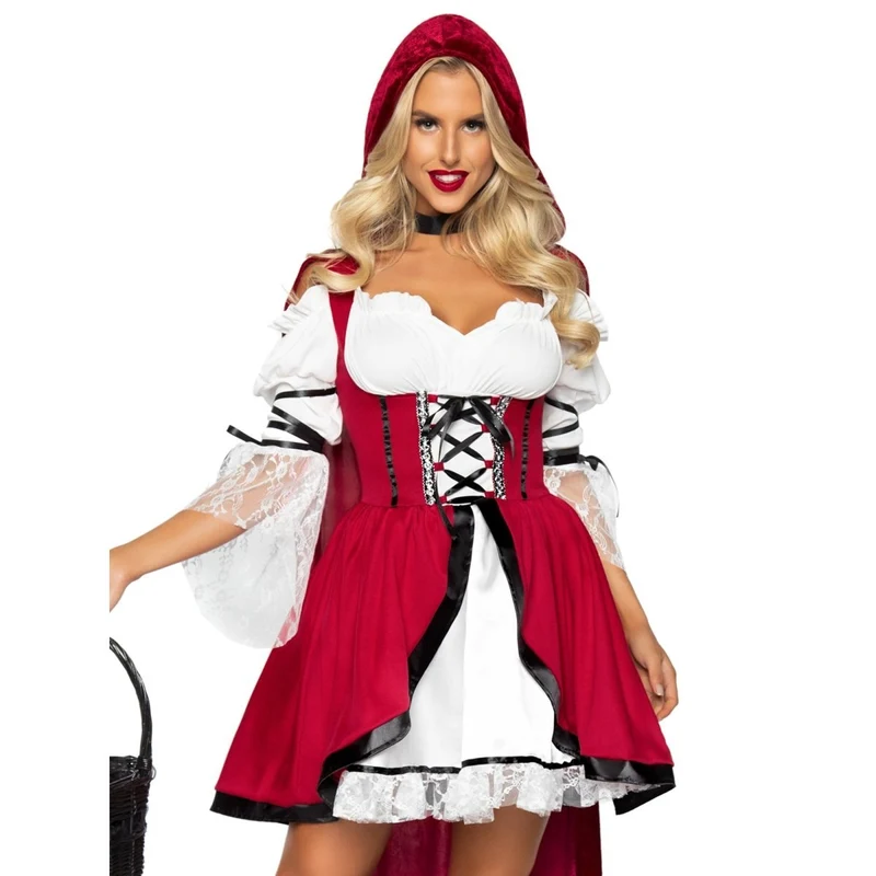 Storybook Red Riding Hood Costume for Adults, Red and White Dress