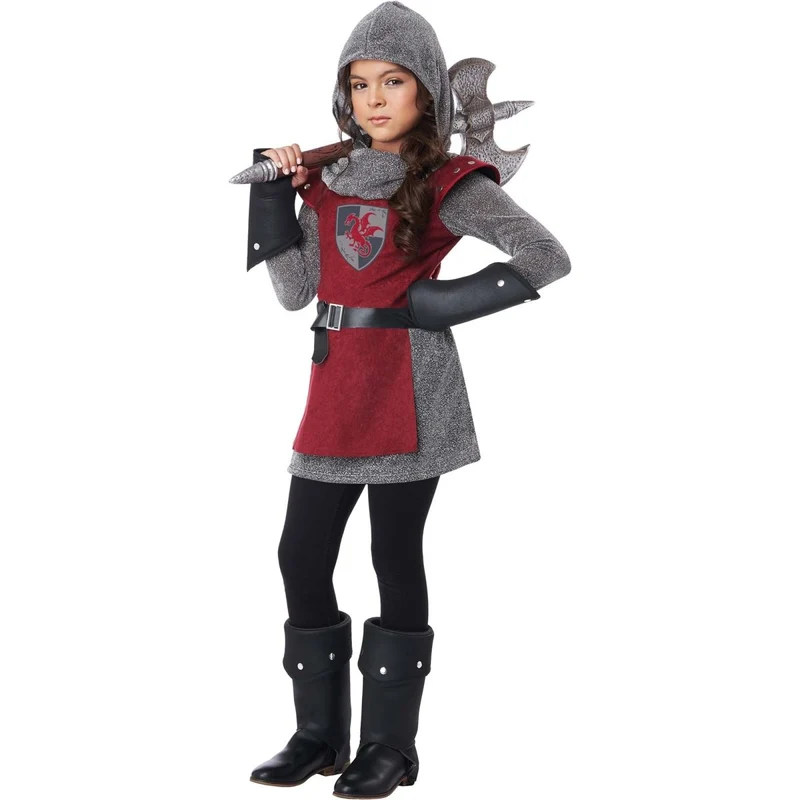 Fearless Knight Costume for kids, Red and Grey Tunic