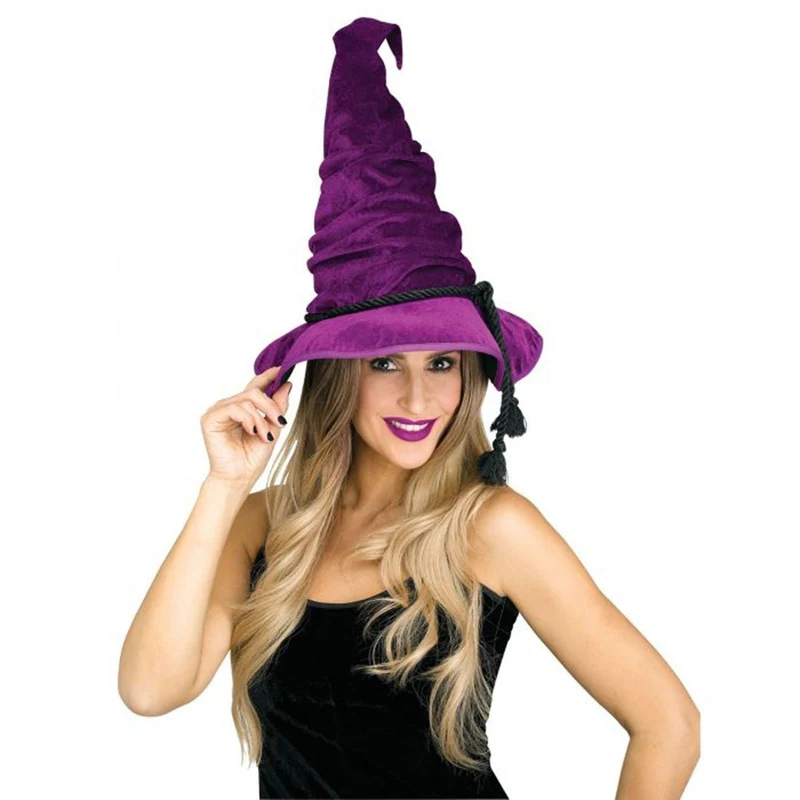 Purple Velour Witch Hat for Adults