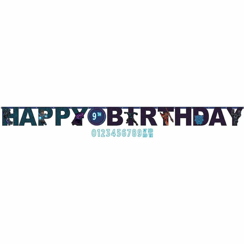 Black Panther Wakanda Jumbo Add-an-Age Happy Birthday Letter Paper Banner, 10 feet x 10 1/2 inches