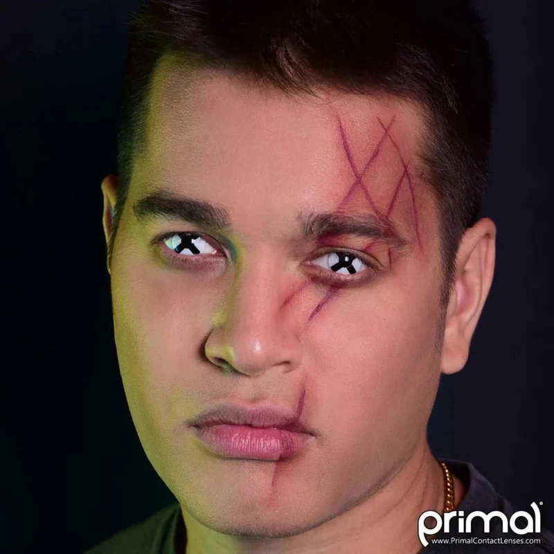 PRIMAL® Deadman I - Black & White Coloured Contact Lenses, 3 Month Usage